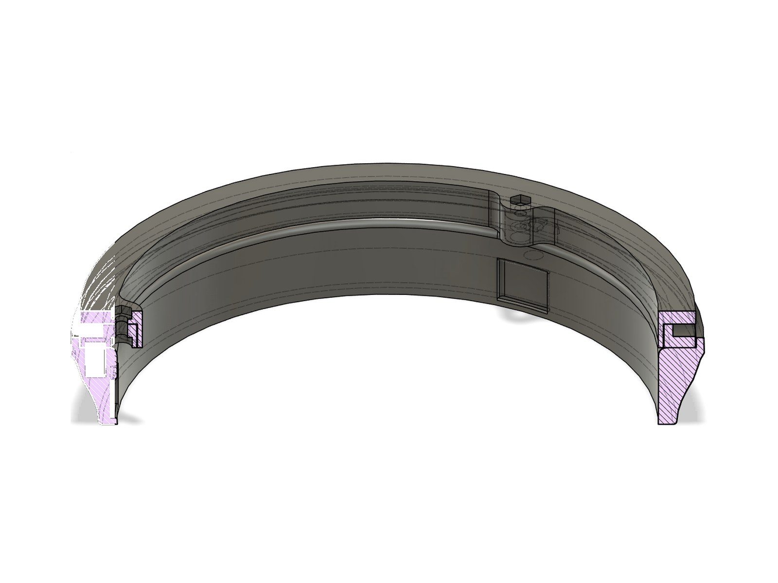 CAD - Assembled, in section, with the magnet pockets
