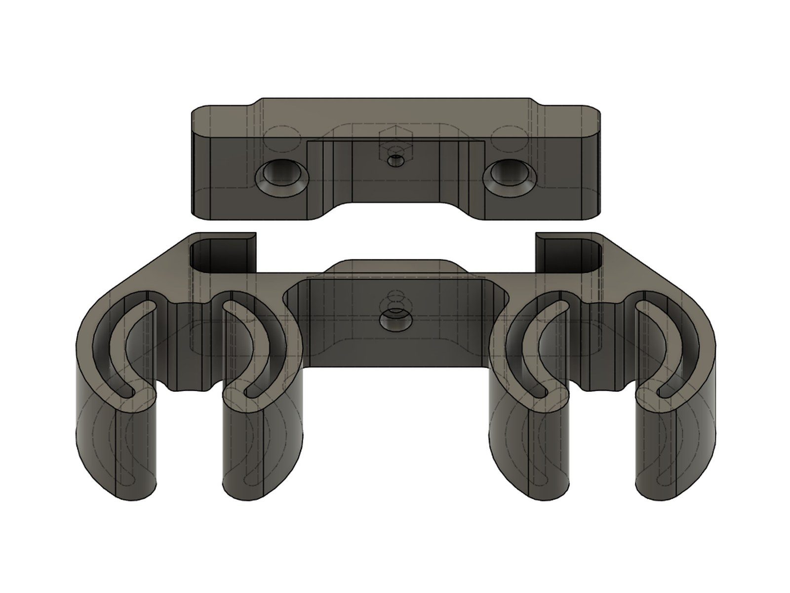 CAD - Wall plate above, clamps below