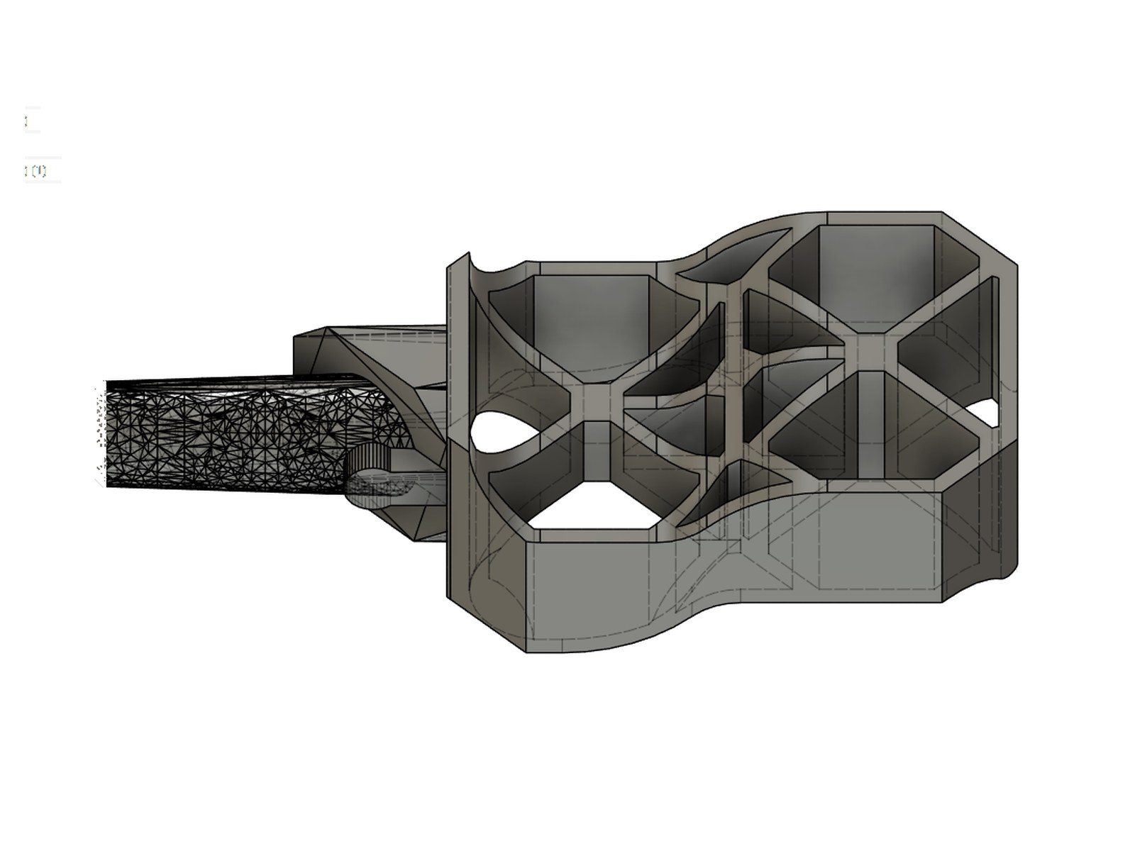 CAD - The handle with its honeycomb-like structure